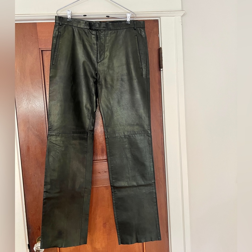 Men’s vintage 90s Costume National Homme black leather pants WORN ONCE